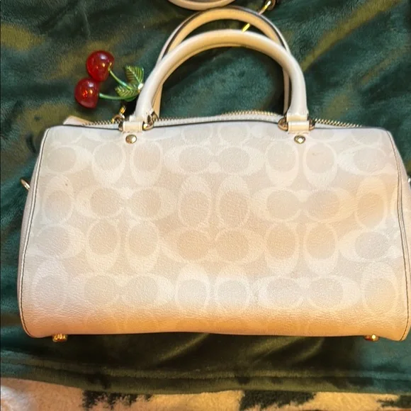 Coach Cream Satchel with Cherry Charm - Picture 6 of 9